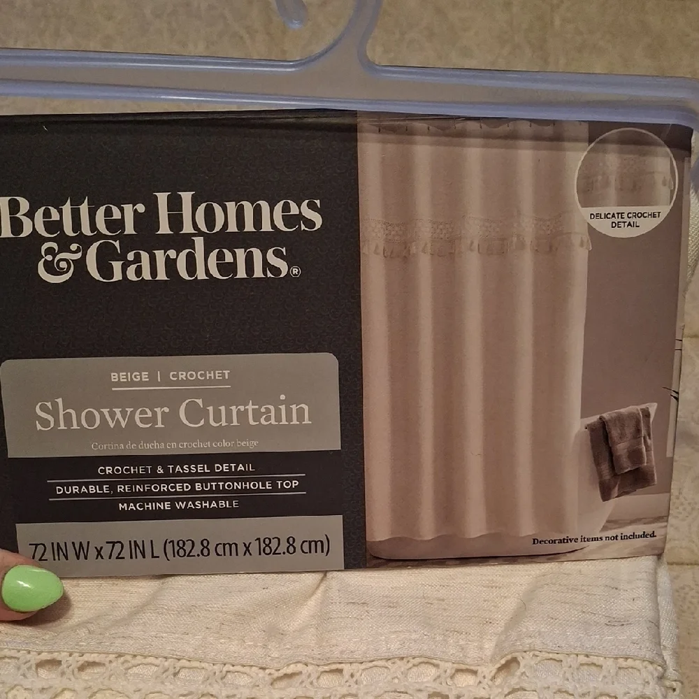 Better Homes And Gardens Cream Crochet Tassel Shower Curtain